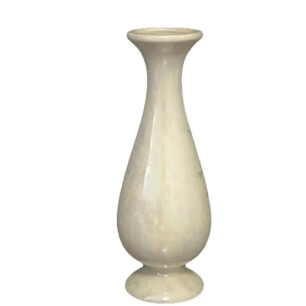 Vintage Mini Bud Vase Iridescent Pearl Lustre Painted Floral Pink Yellow Blue